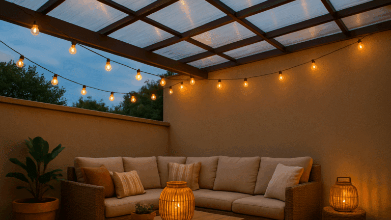 Colores y Materiales que Favorecen un Ambiente Cálido Bajo Techos de Exterior